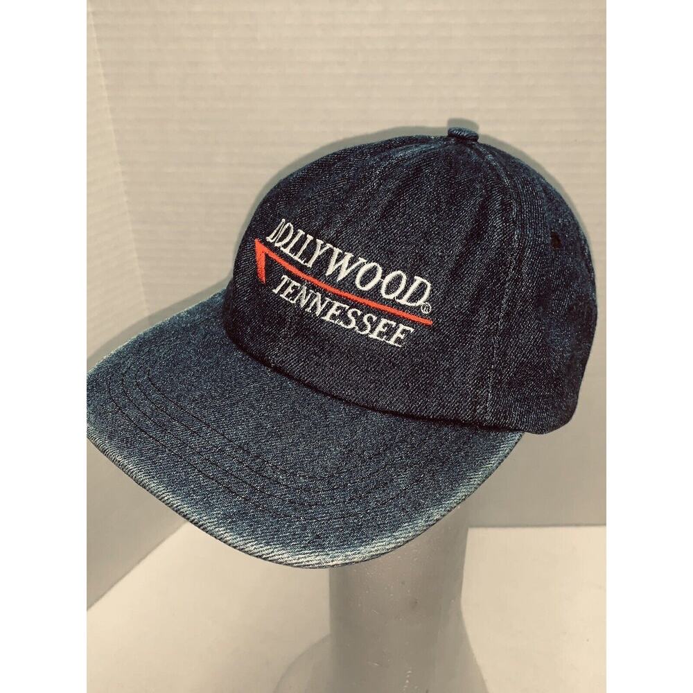 Vintage Dollywood Tennessee Strapback Cap Chambray Denim 90s J Hats USA